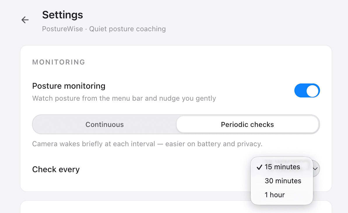 PostureWise periodic monitoring controls