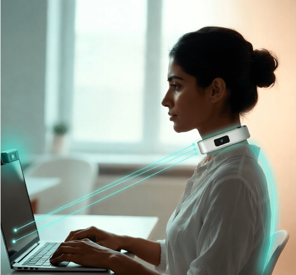 Wearable posture coach device detecting slouching in real time